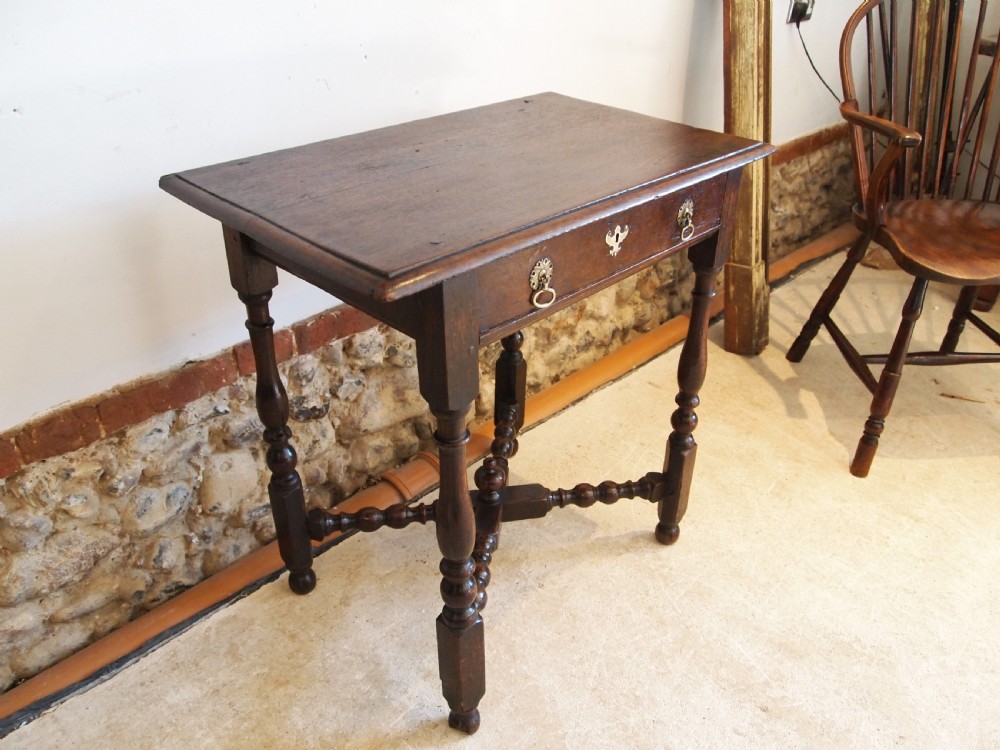 Table rare Queen Anne Oak side hall console lowboy c1700 View XVII