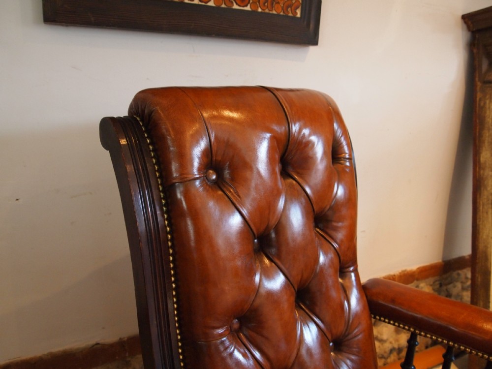 Chair stunning Victorian leather library armchair c1870 View IV
