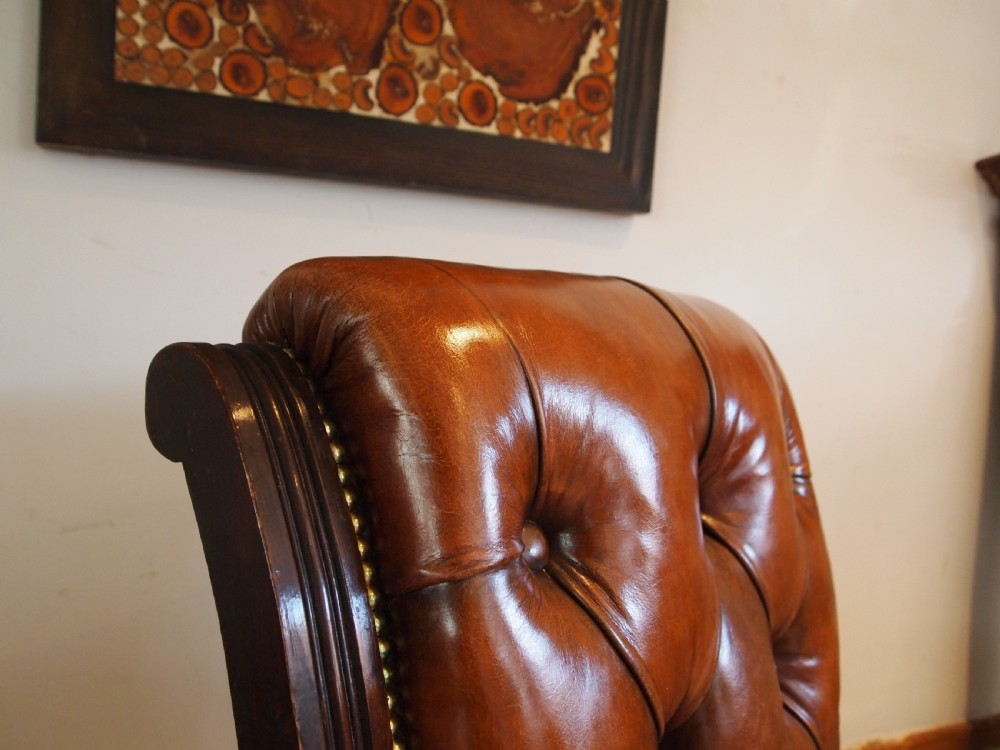 Chair stunning Victorian leather library armchair c1870 View XII