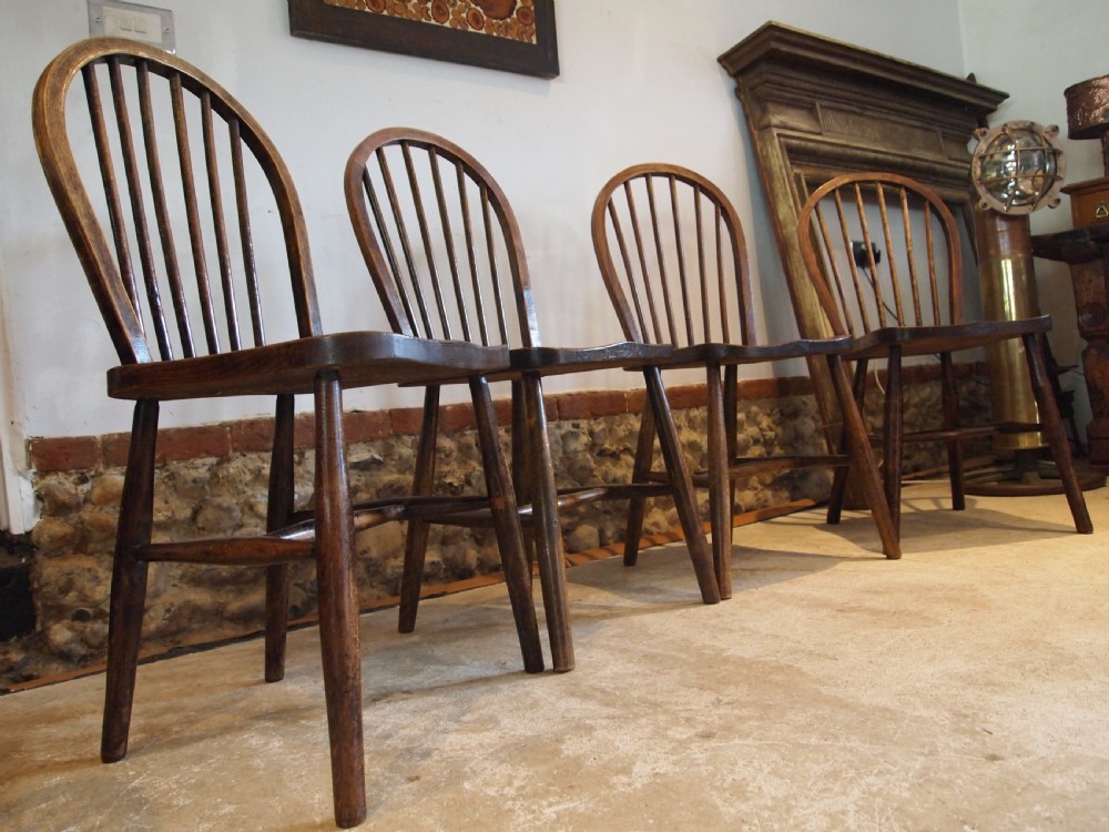 Chairs Windsor dining kitchen chairs set of 4 Edwardian Elm Ash Beech c1900 View IV