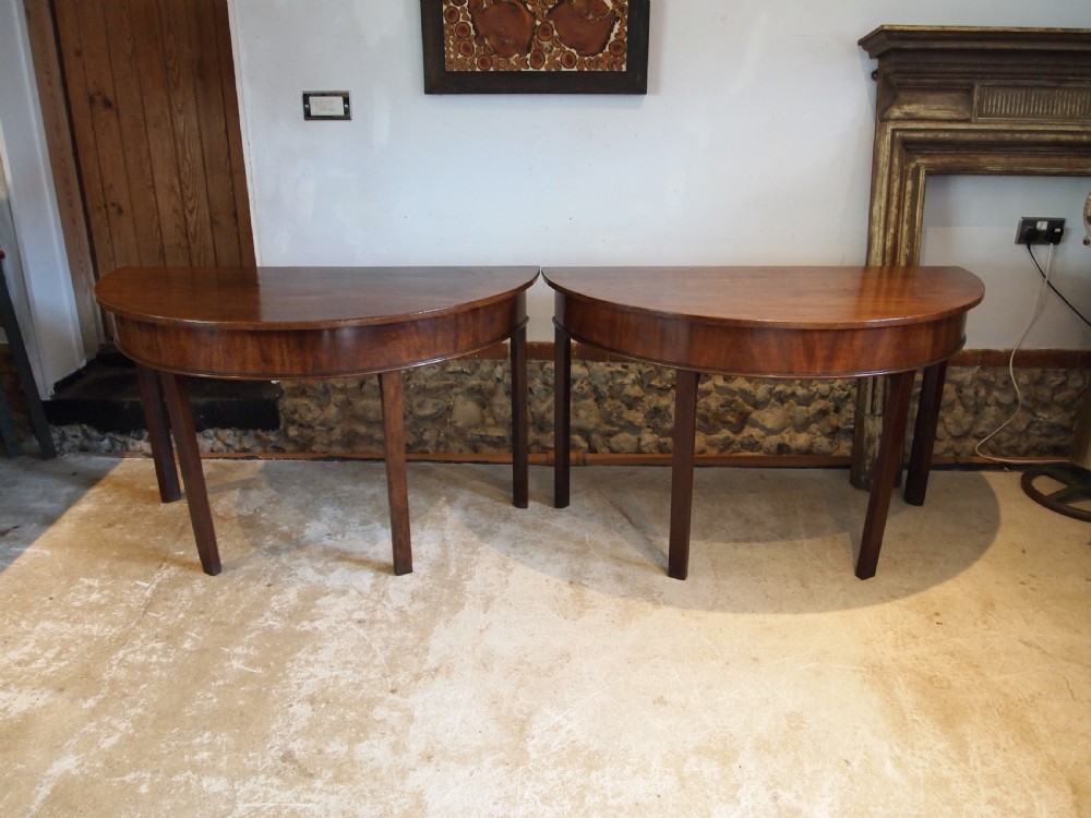 Tables rare pair of George III D end console hall side card c1780