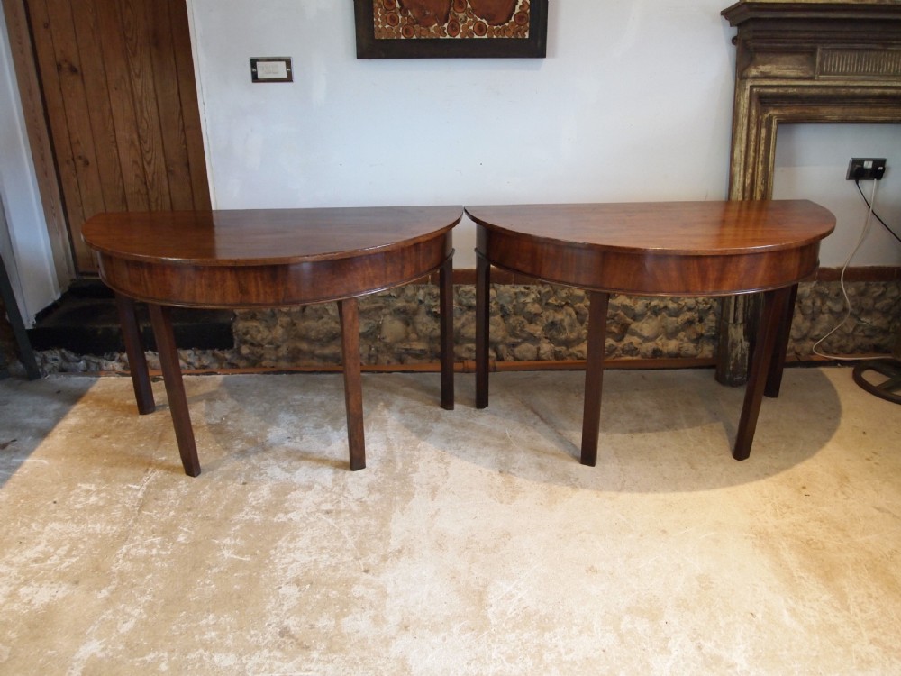 Tables rare pair of George III D end console hall side card c1780 View IX