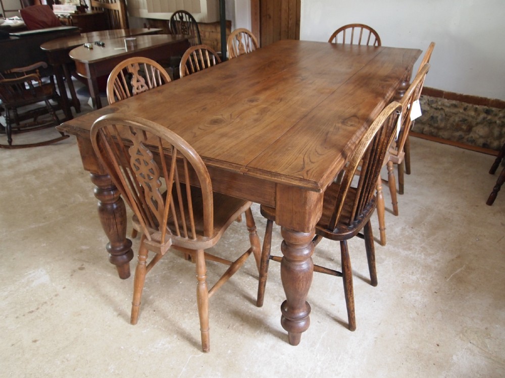 Table Victorian Oak kitchen refectory farmhouse dining c1880 View II