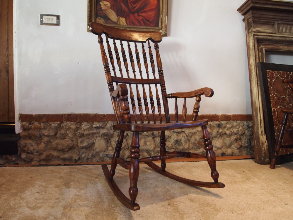 Chair rare John Shadford Caistor Lincs Windsor rocker c1860 View III
