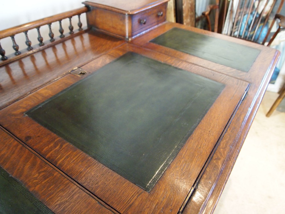 Desk stunning Victorian Oak twin pedestal c1860 View IX