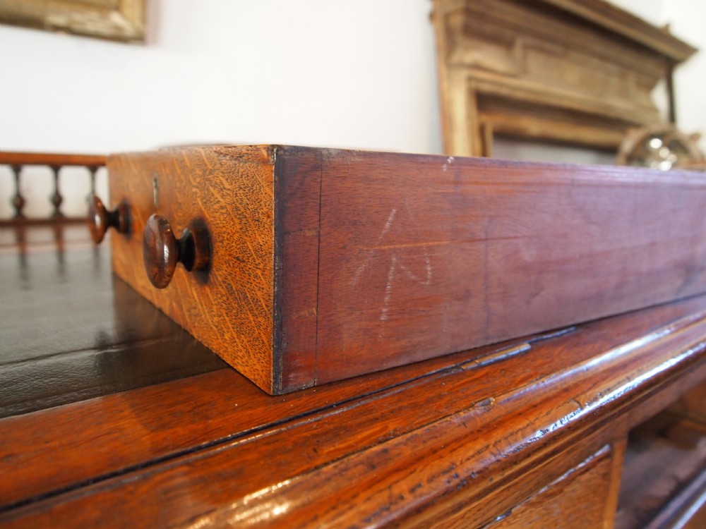 Desk stunning Victorian Oak twin pedestal c1860 View XV