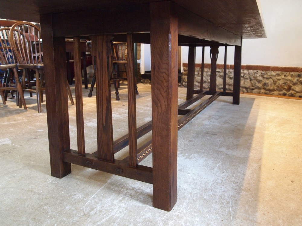 Table very rare stunning Arts and Crafts Oak dining refectory c1900 View II