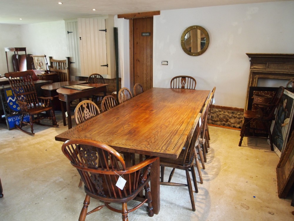 Table very rare stunning Arts and Crafts Oak dining refectory c1900 View V