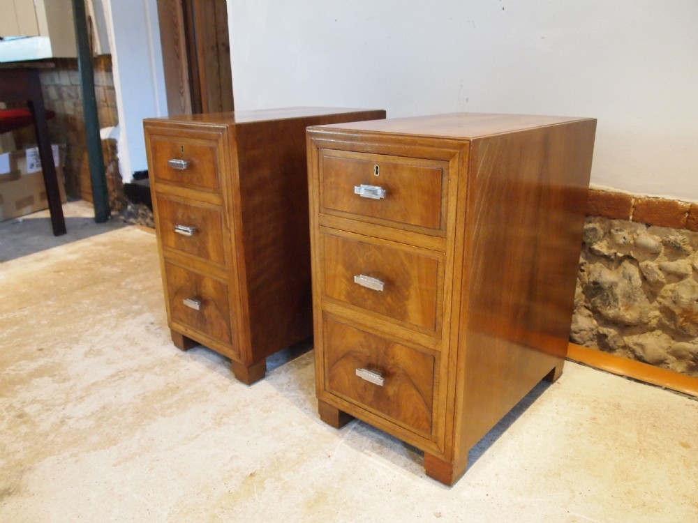 Bedside chests cabinets Heals of London Walnut Art deco c1930