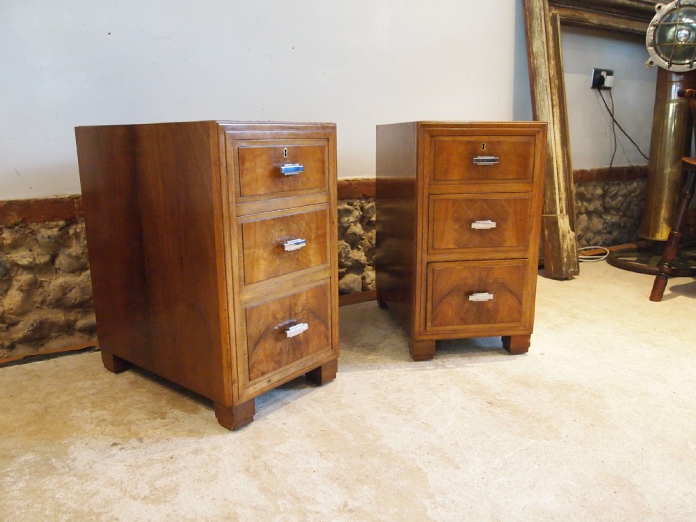 Bedside chests cabinets Heals of London Walnut Art deco c1930 View IX