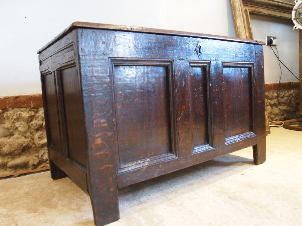 Coffer chest trunk small Oak William and Mary c1690 View V