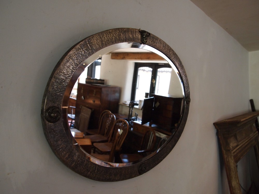 Mirror large Arts and Crafts Pewter c1900 View V