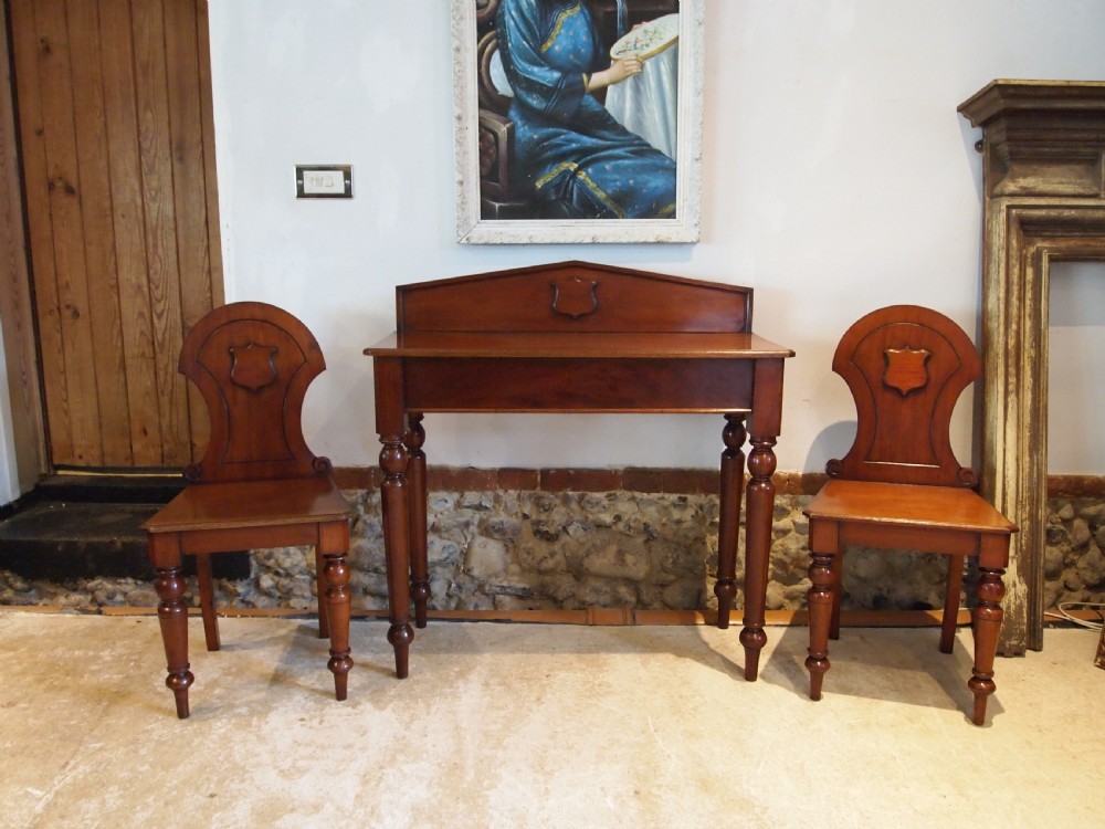 Hall table and chairs very rare matching Walnut Victorian c1880