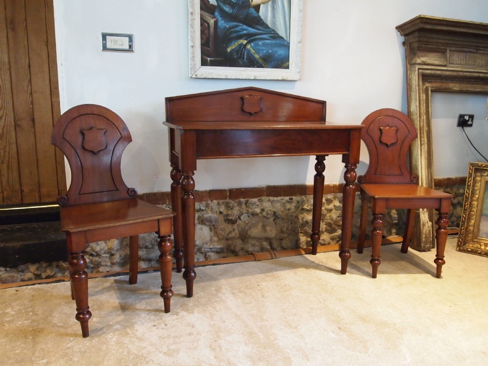Hall table and chairs very rare matching Walnut Victorian c1880 View III