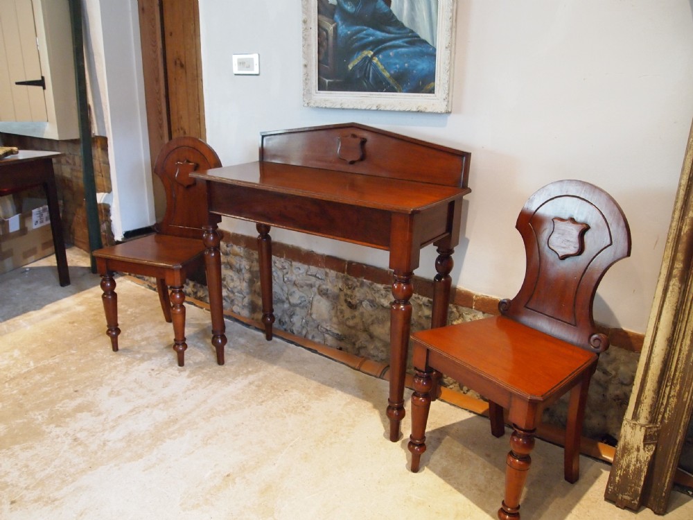 Hall table and chairs very rare matching Walnut Victorian c1880 View VI
