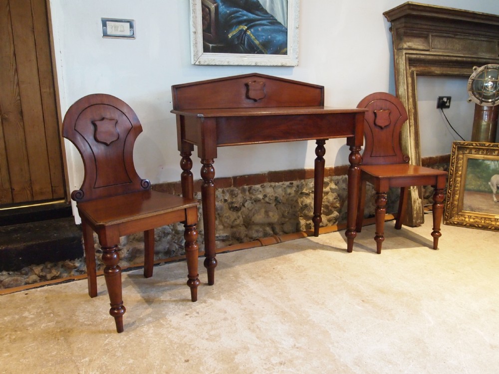 Hall table and chairs very rare matching Walnut Victorian c1880 View VII