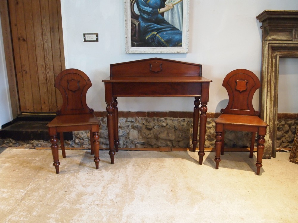 Hall table and chairs very rare matching Walnut Victorian c1880 View VIII