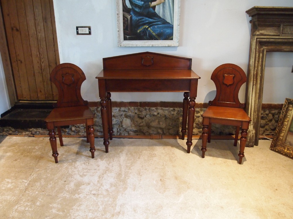 Hall table and chairs very rare matching Walnut Victorian c1880 View IX