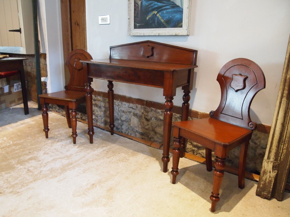 Hall table and chairs very rare matching Walnut Victorian c1880 View XI