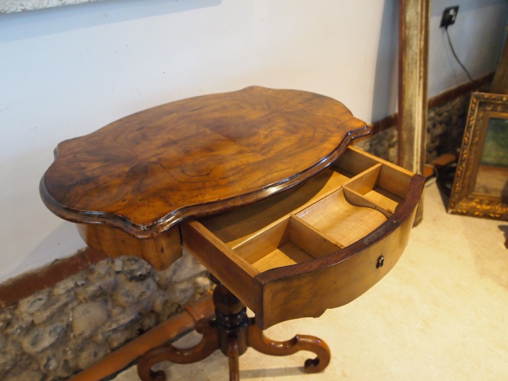 Table superb French Walnut side work lamp hall c1880 View II