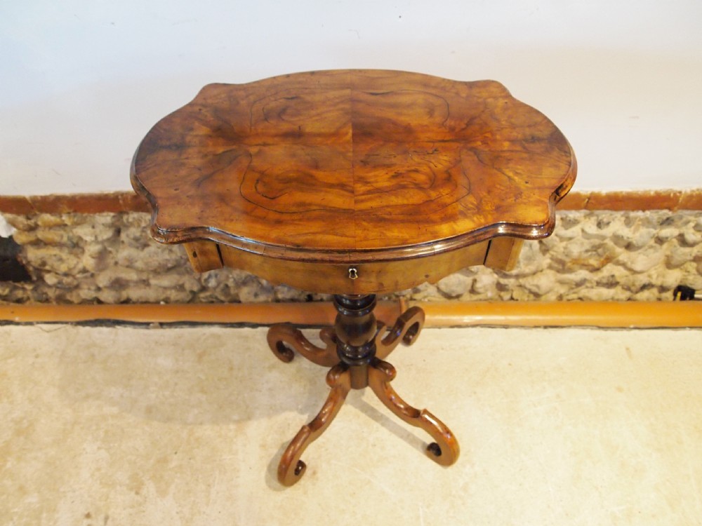 Table superb French Walnut side work lamp hall c1880 View IV