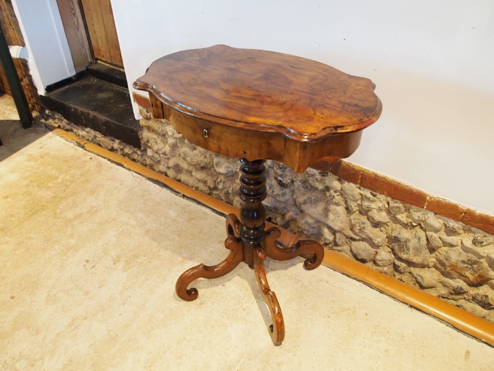Table superb French Walnut side work lamp hall c1880 View X