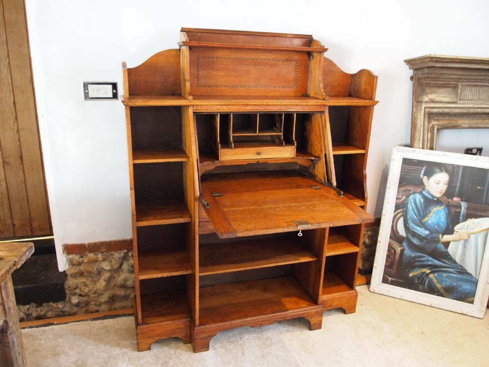 Bureau bookcase fine Arts and Crafts Oak c1900 View IV