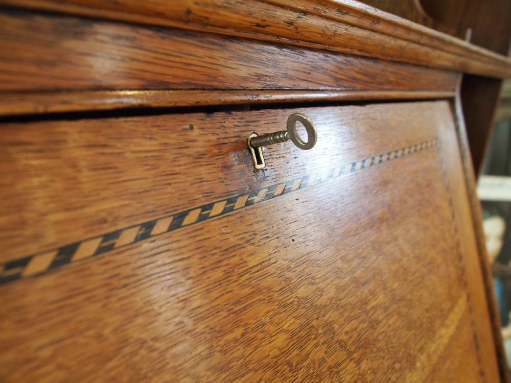 Bureau bookcase fine Arts and Crafts Oak c1900 View V