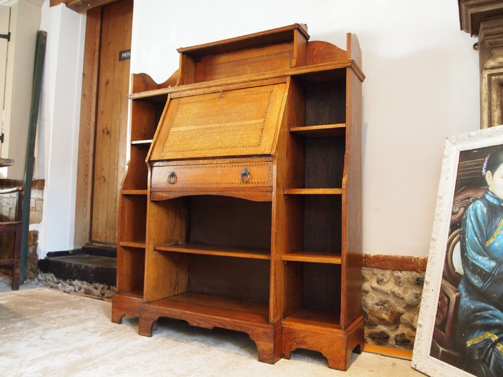Bureau bookcase fine Arts and Crafts Oak c1900 View VI