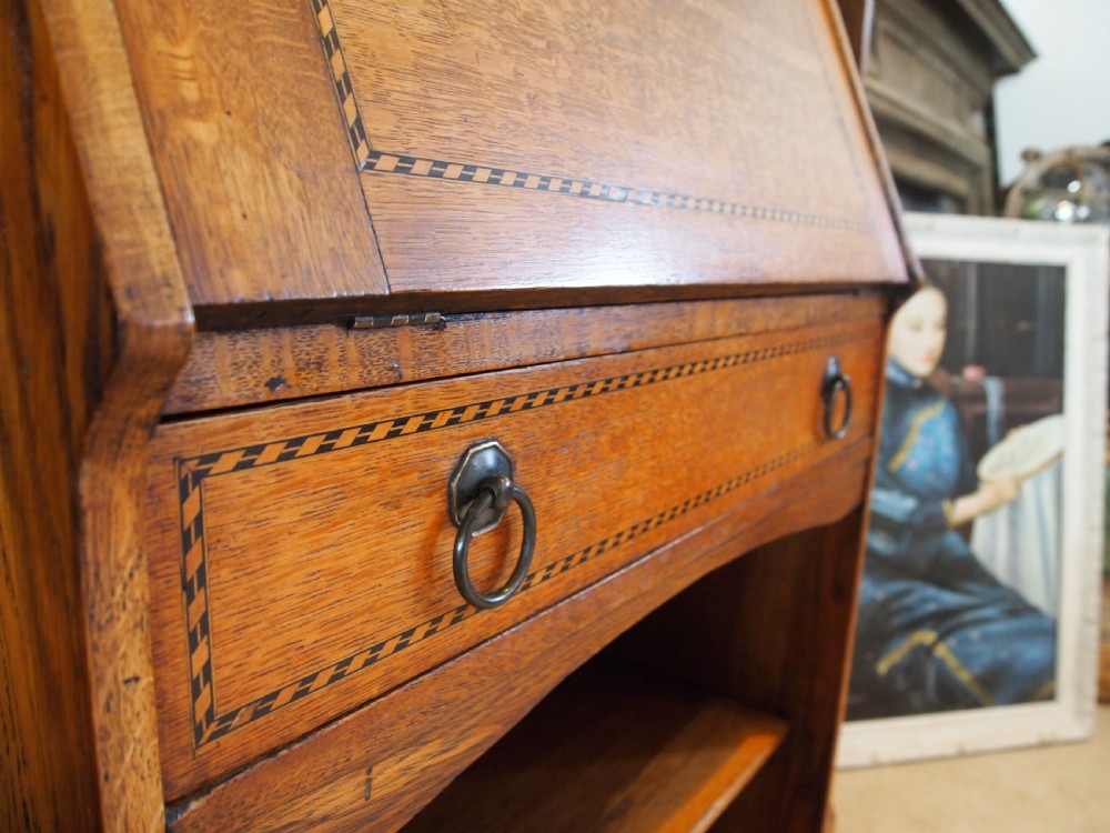 Bureau bookcase fine Arts and Crafts Oak c1900 View VII