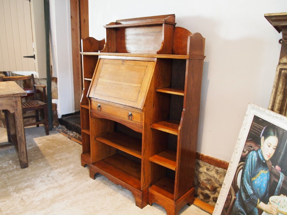 Bureau bookcase fine Arts and Crafts Oak c1900 View VIII