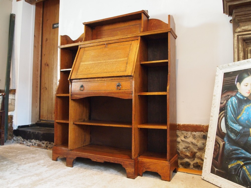 Bureau bookcase fine Arts and Crafts Oak c1900 View XI