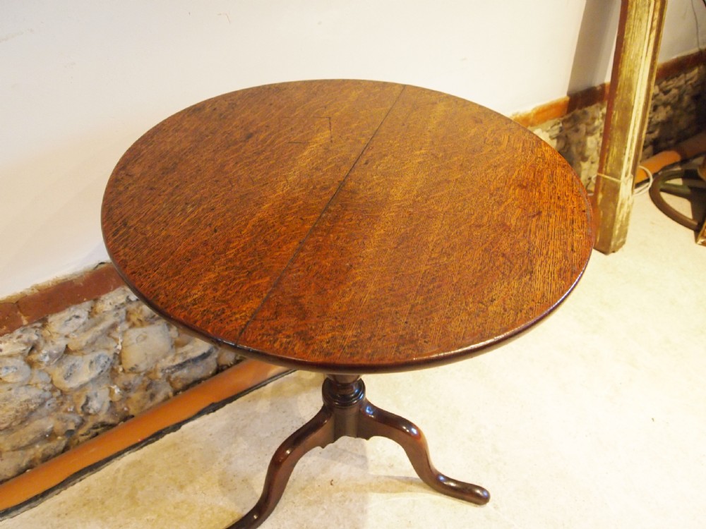 Table stunning George III Oak country wine side tilt top lamp c1770 View X