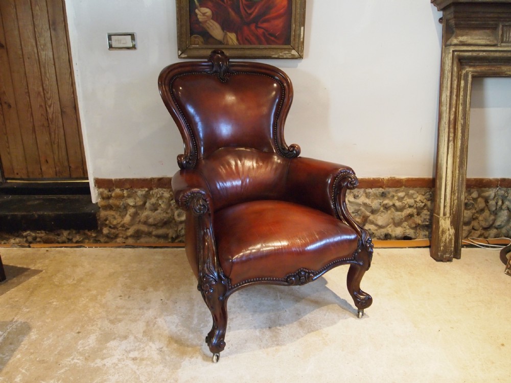 Chair stunning William IV Chestnut leather armchair c1835