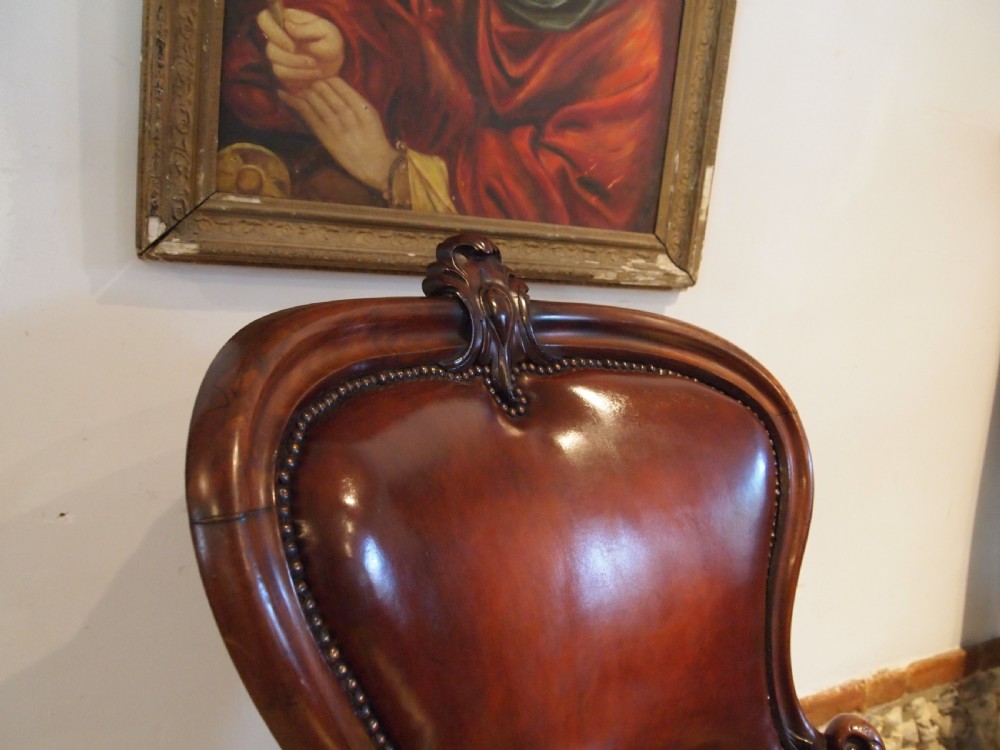 Chair stunning William IV Chestnut leather armchair c1835 View III