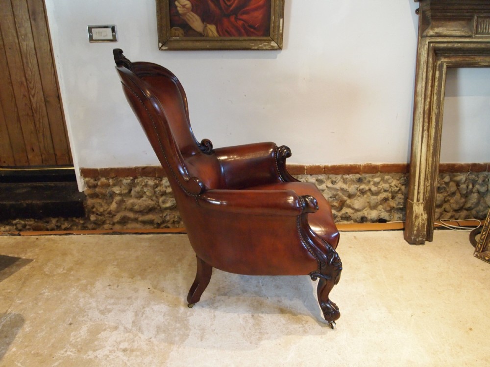 Chair stunning William IV Chestnut leather armchair c1835 View IX