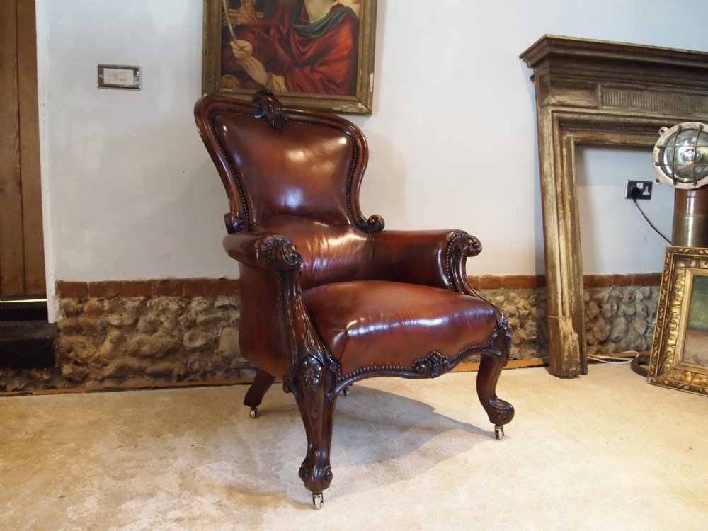 Chair stunning William IV Chestnut leather armchair c1835 View X