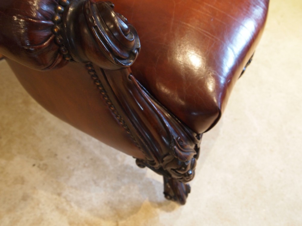 Chair stunning William IV Chestnut leather armchair c1835 View XI