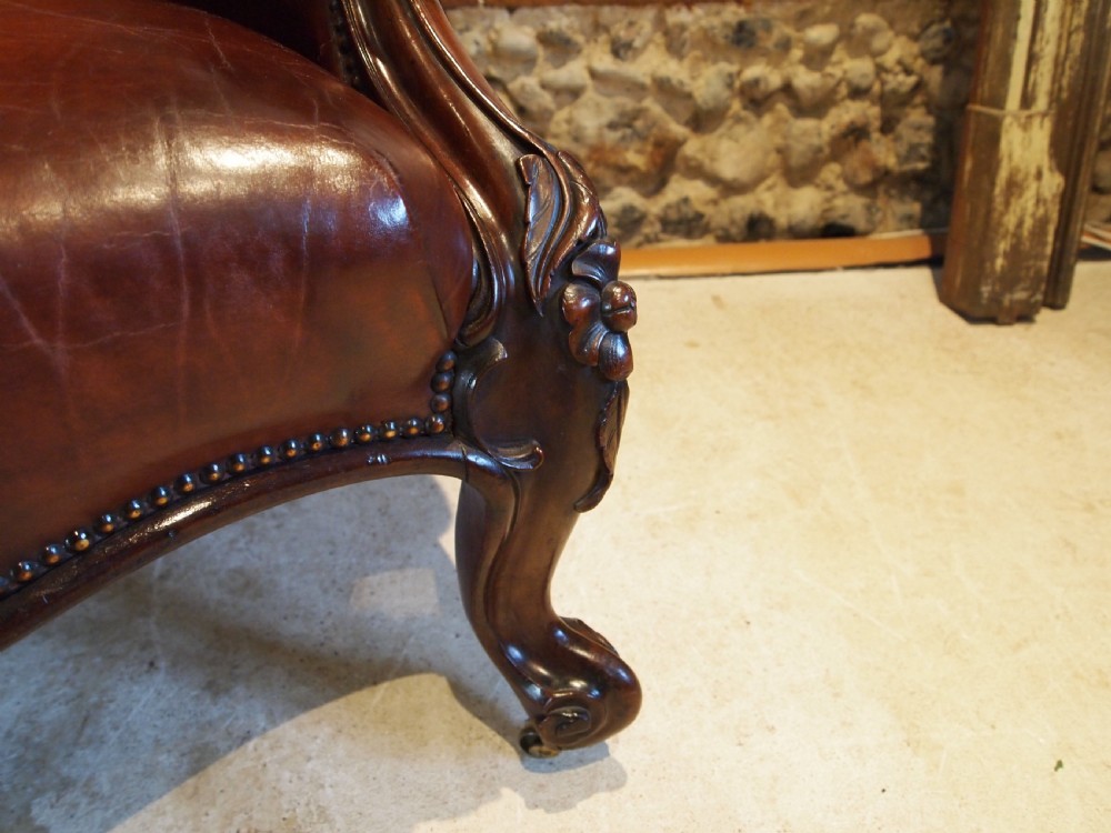 Chair stunning William IV Chestnut leather armchair c1835 View XII
