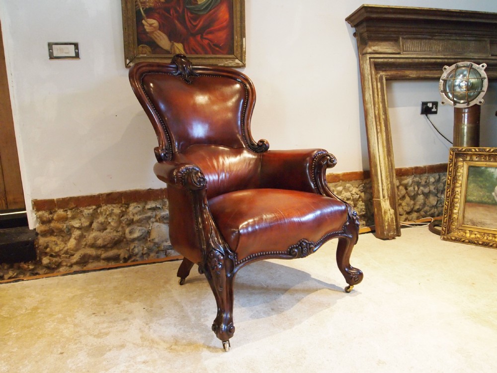 Chair stunning William IV Chestnut leather armchair c1835 View XIII