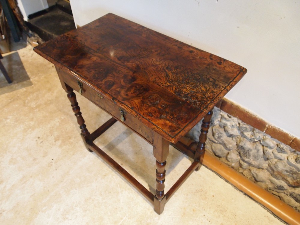 Table very rare stunning Burr Elm Queen Anne lowboy c1700 View II