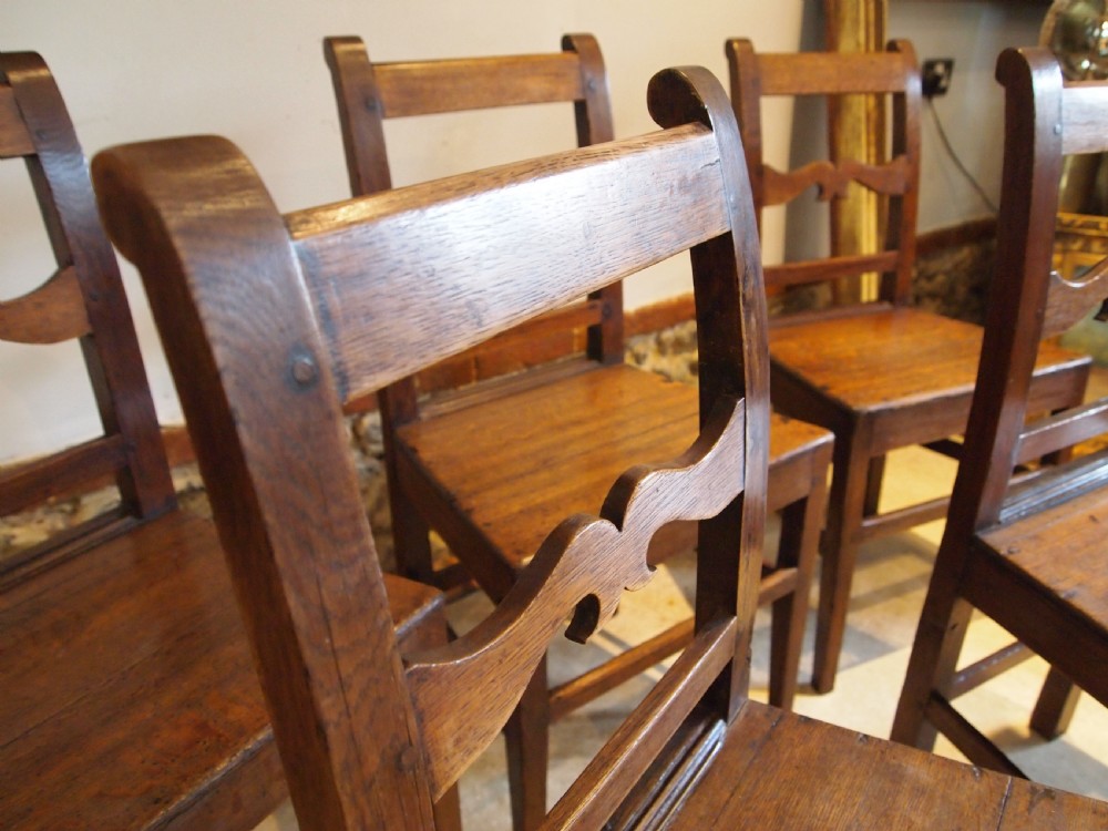 Chairs superb set of 5 George IV Oak kitchen dining c1820 View IV