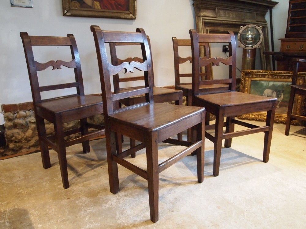 Chairs superb set of 5 George IV Oak kitchen dining c1820 View VI