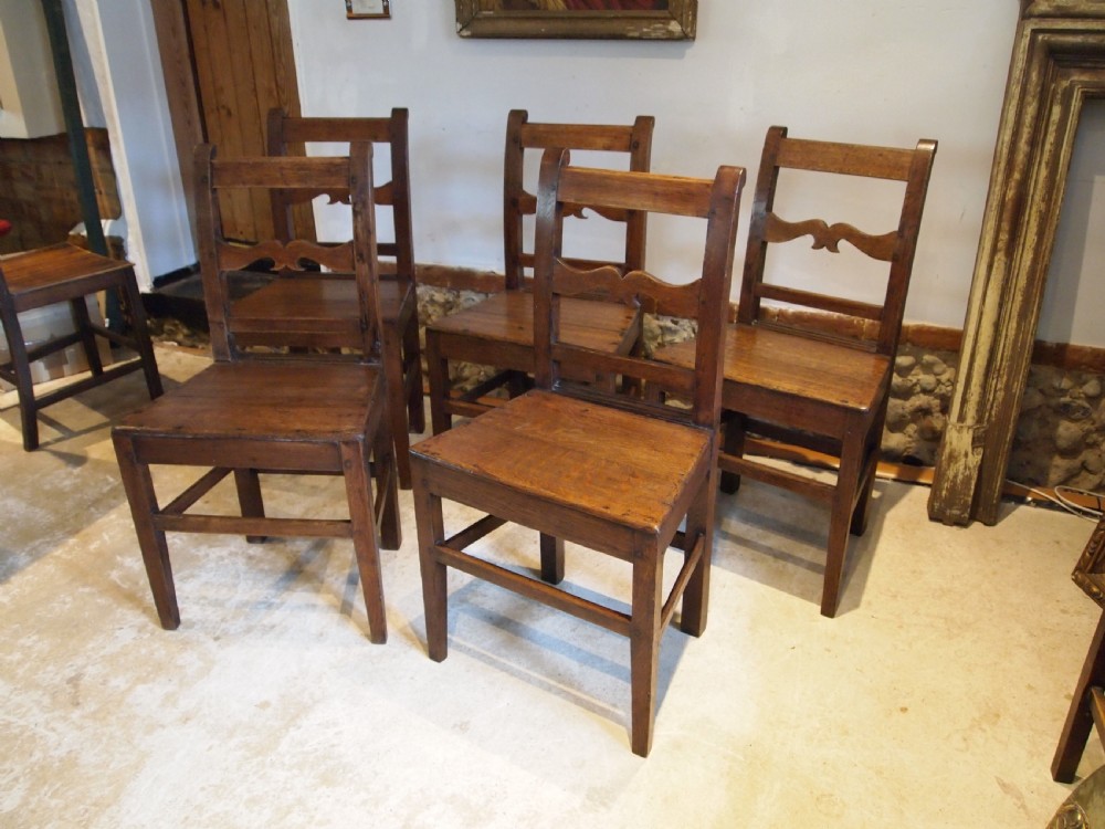 Chairs superb set of 5 George IV Oak kitchen dining c1820 View VII