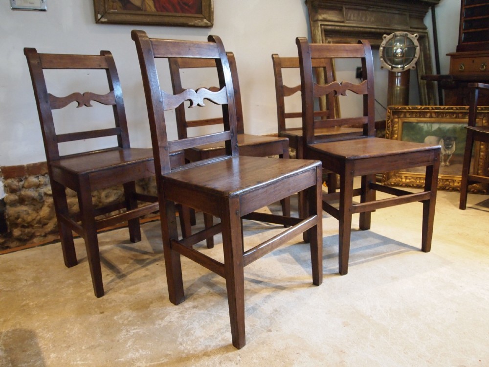 Chairs superb set of 5 George IV Oak kitchen dining c1820 View VIII