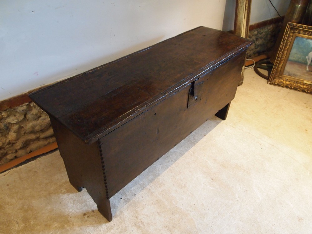 Coffer superb chest trunk Oak six plank William and Mary c1690