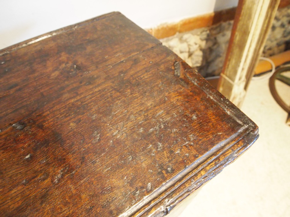 Coffer superb chest trunk Oak six plank William and Mary c1690 View IX