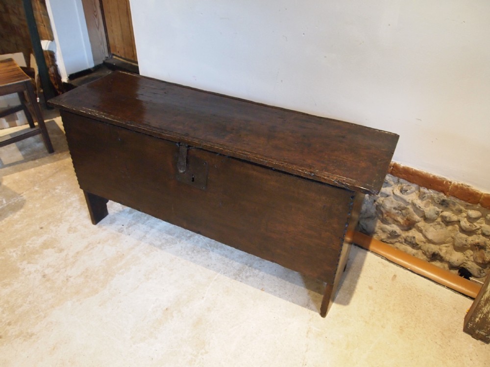 Coffer superb chest trunk Oak six plank William and Mary c1690 View X