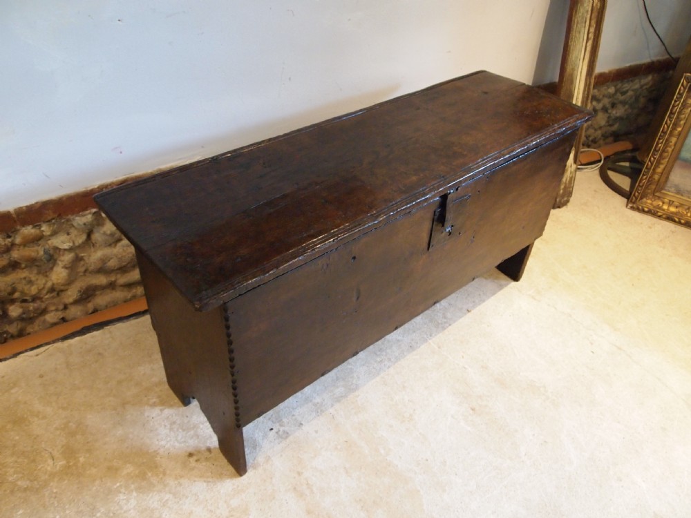 Coffer superb chest trunk Oak six plank William and Mary c1690 View XI