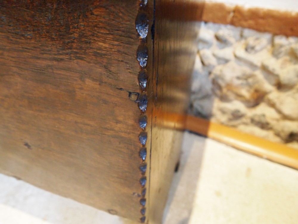 Coffer superb chest trunk Oak six plank William and Mary c1690 View XII